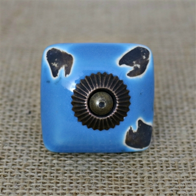 Blue Square Ceramic Knob