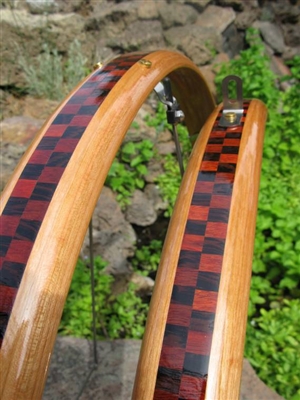 Ready to ship- Compound curve Blood wood & Wenge checkers!