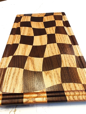 Walnut & Oak Drunken Checkers Board