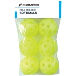 Champro 6 Pack - Yellow Poly Softball