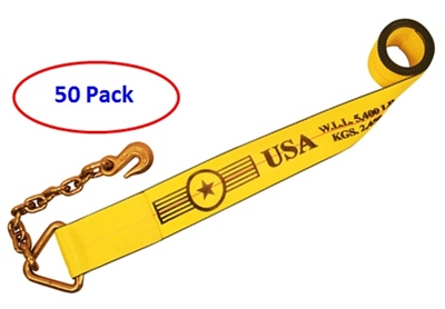 50 Pack of 4" Winch Straps with Chain Extensions - Freight Included!