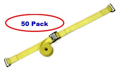 50 Pack of 2" x 12' Yellow E-Track Cam Buckle Strap with Spring E-Fittings