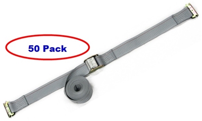 50 Pack of 2" x 12' Gray E-Track Cam Buckle Strap with Spring E-Fittings