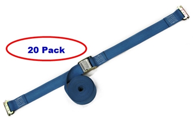 20 Pack of 2" x 12' Blue E-Track Cam Buckle Strap with Spring E-Fittings