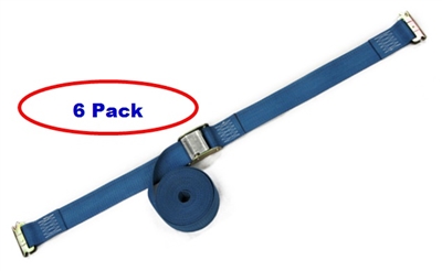 6 Pack of 2" x 12' Blue E-Track Cam Buckle Strap with Spring E-Fittings