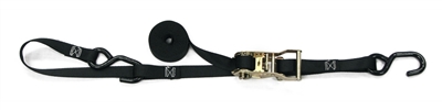 1" Motorcycle Wide Handle Ratchet Tie Down Strap with Built in Handle Bar Loop & Coated S-Hooks