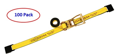 100 Pack of 2" Ratchet Straps with Flat Hooks - Freight Included!