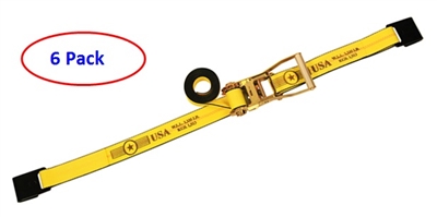 6 Pack of 2" Ratchet Straps with Flat Hooks - Freight Included!