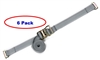 2" x 12' Gray E-Track Ratchet Straps w/ Spring E-Fittings - 6 Pack