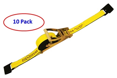 10 Pack of 2" Self Contained Ratchet Straps with Flat Hooks - Freight Included!