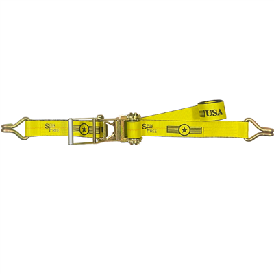 4" x 27' SPIN FREE Long Handle Ratchet Strap with Wire Hooks