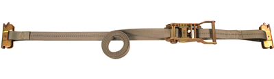 1" x 16' SPIN FREE Ratchet Strap with Spring E-Fittings - 4' Fixed End