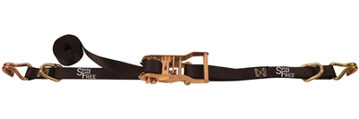 1" x 20' SPIN FREE Wide Handle Ratchet Strap with Wire Hooks & Floating D Rings
