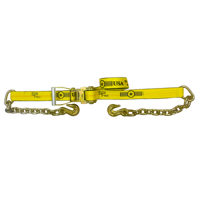 2" x 27' SPIN FREE Ratchet Strap with Chain Extensions