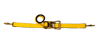 2" x 6' SPIN FREE Short Wide Handle Ratchet Strap Assembly with Twisted Snap Hooks - - Heavy Duty