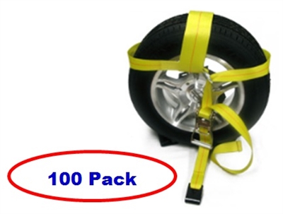 100 Pack of Side Mount Wheel Net - Adjust To Fit Any Tire