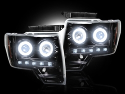 Ford F-150 & Raptor 09-13 PROJECTOR HEADLIGHTS Smoked Black Chrome ADD-264190BKCC