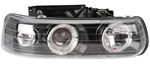 1999-2002 Chevy Silverado Headlights, Black Clear, by AnzoUSA