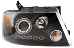 2004-2008 Ford F-150 Headlights with Halo LED, Black, by AnzoUSA