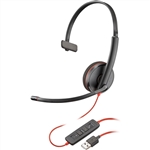 Poly Blackwire 3210 Monaural USB-A Headset TAA-US