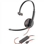 Poly Blackwire 3210 Monaural USB-C Headset TAA-US