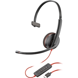 Poly Blackwire 3210 Monaural USB-C Headset TAA-US