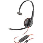Poly Blackwire 3210 Monaural USB-C Headset +USB-C/A Adapter