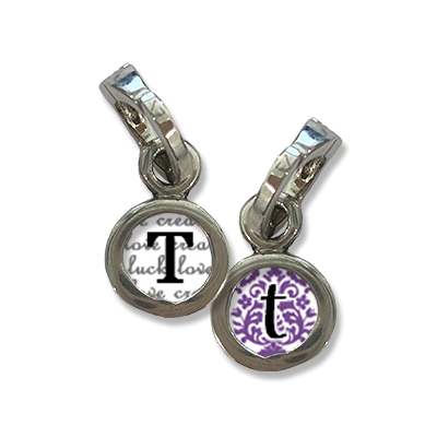 Initial Charm, T initial, charm, Small initial charm, T, Photo charms,Pick Up Sticks Jewelry, Collage charms, Photo jewelry, Vintage Photo charms