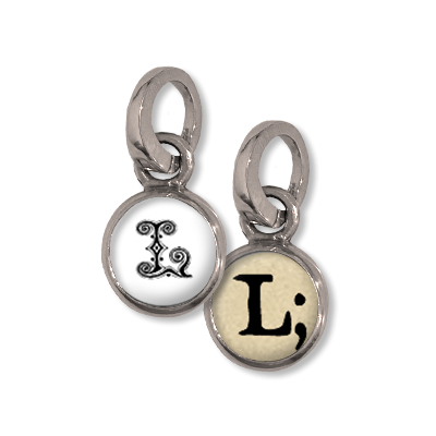 Initial Charm, L, initial, dot initial, bubble glass, charm, Small initial charm, L  Pick Up Sticks Jewelry, Collage charms, Photo jewelry, Vintage Photo charms, Photo charms, Pick Up Sticks Jewelry, Collage charms, Photo jewelry, Vintage Photo charm