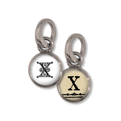 Initial Charm, X, initial, dot initial, bubble glass, charm, Small initial charm, X, Initial Charm,