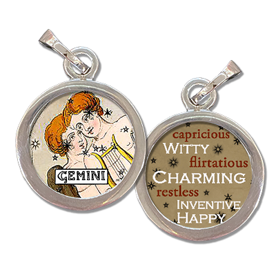 Gemini the Twins Zodiac art charm