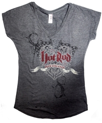 Hot Rod Heartbreaker V-Neck Charcoal