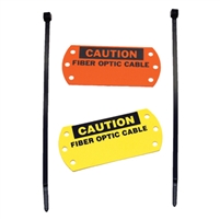 Cable ID Tags w/2 Ties "Caution Fiber Optic Cable" ACP CT-100