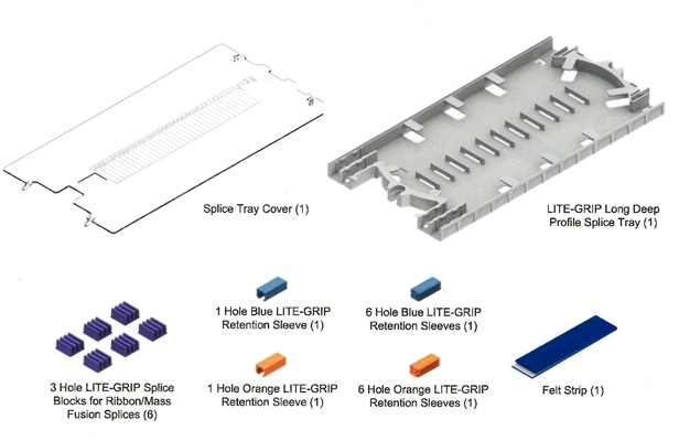 PLP LGSTR216 COYOTE LITE-GRIPLong Deep Profile Splice Tray for Mass Fusion Splices, 216 Ct.