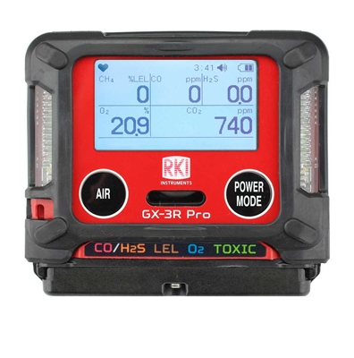 RKI GX-3R Pro 5 gas, LEL / O2 / combo H2S & CO / ppm CO2 with 100-240 VAC charger 72-PAA-C