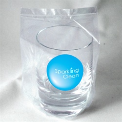 Clean & sanitized label for glass bag, No. 132700