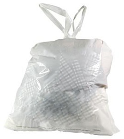 16x18x3 White plastic laundry bag with plastic drawstring, No. 151-16183