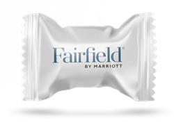 Fairfield Inn buttermint soft candies in individual hot-stamped packaging