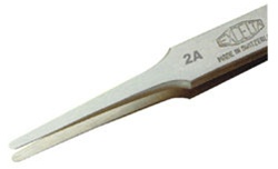 Excelta 2A Three Star 4.75" Carbon Steel Straight taper round point tweezer - Made in Switzerland