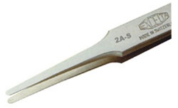 Excelta 2A-S Three Star 4.75" Stainless Steel Straight taper round point tweezer - Made in Switzerland