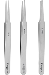 Excelta 2A-S-SE Economy Stainless Steel Straight taper round point tweezer