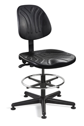7300D Dura Polyurethane Chair, Manual Back Adj., 5-Star Black Nylon Base,  Adj. 18" Chrome Footring, Mushroom Glides. Seat Height Adjusts 19" - 26.5"