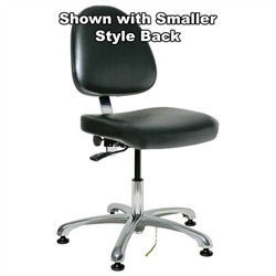 Bevco 9050LE2-BK - Integra-ECR 9000 Series Class 10 ESD Cleanroom Chair - Static Control Vinyl - 15.5"-21" - ESD Mushroom Glides - Black