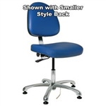 Bevco 9050LE4-BL - Integra-ECR 9000 Series Class 10000 ESD Cleanroom Chair - Static Control Vinyl - 15.5"-21" - ESD Mushroom Glides - Blue