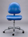 Bevco 9051M-S Integra Upholstered Chair, Medium Back, Articulating Seat & Back Tilt, 5-Star Polished Aluminum Base, 20" Adj. Chrome Footring, Mushroom Glides. Seat Height Adjusts 15.5" - 21."
