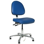 Bevco 9051ME2-BL - Integra-ECR 9000 Series Class 100 ESD Cleanroom Chair - Static Control Vinyl - 15.5"-21" - ESD Mushroom Glides - Blue