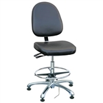 Bevco 9350LE1-BK - Integra-ECR 9000 Series Class 10 ESD Cleanroom Chair - Static Control Vinyl - 19"-26.5" - ESD Mushroom Glides - Black