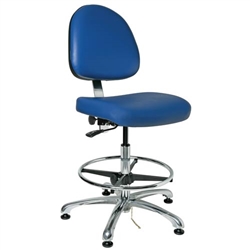 Bevco 9350ME3-BL - Integra-ECR 9000 Series Class 1000 ESD Cleanroom Chair - Static Control Vinyl - 19"-26.5" - ESD Mushroom Glides - Blue