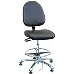 Bevco 9551LE1-BK - Integra-ECR 9000 Series Class 10 ESD Cleanroom Chair - Static Control Vinyl - 21.5"-31.5" - ESD Mushroom Glides - Black