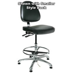 Bevco 9551LE2-BK - Integra-ECR 9000 Series Class 10 ESD Cleanroom Chair - Static Control Vinyl Large Back - 21.5"-3.5" - ESD Mushroom Glides - Black